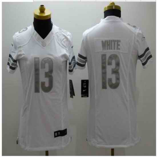 Women New Bears #13 Kevin White White Stitched NFL Limited Platinum Jersey